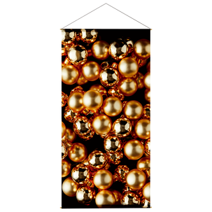Flame retardant fabric banner "Golden Christmas Balls" made of flag fabric 100 x 200 cm
