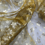 Organza fabric "Small stars" gold width 145 cm - 0