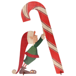 Decorative Christmas elf with candy cane - 0