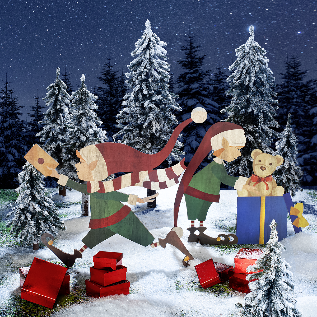 Expositor de madera Elfo de Navidad 95 x 87 cm - 4 Expositor de madera Elfo de Navidad 95 x 87 cm - 4