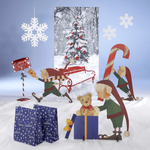 Décor en bois elfe de Noël 88 x 73 cm - 5