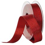 Satin ribbon Glitter, 25 mm, 20 m, bordeaux - 0