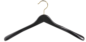 Wooden clothes hanger black/brass, 44 cm