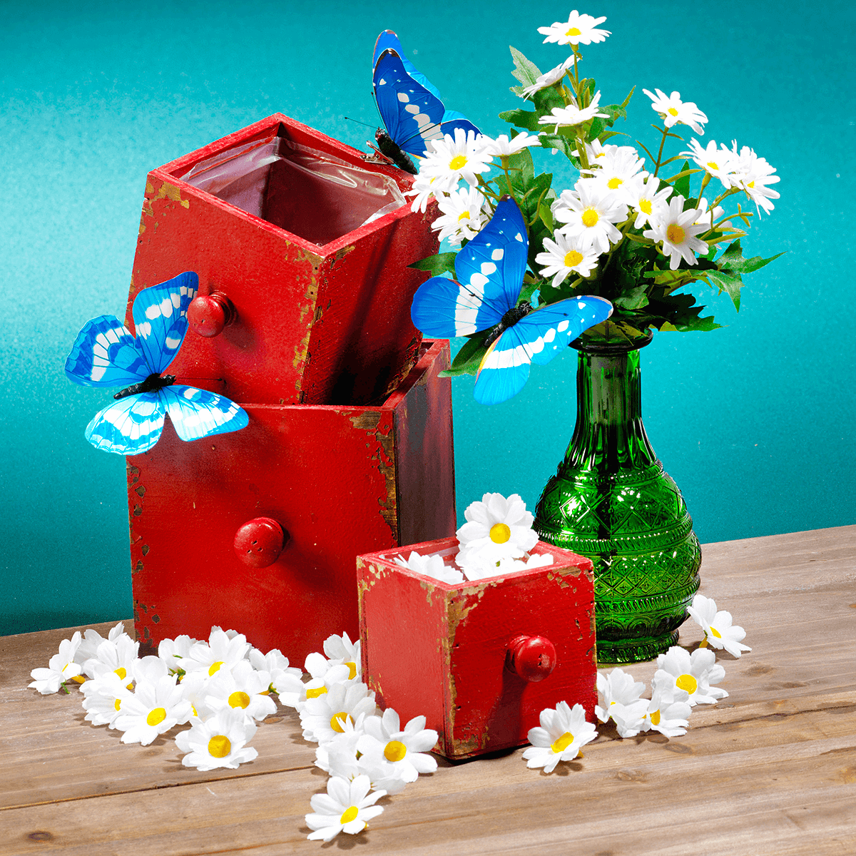 Plant pots drawer 3 pcs. 9-15 cm red - 4