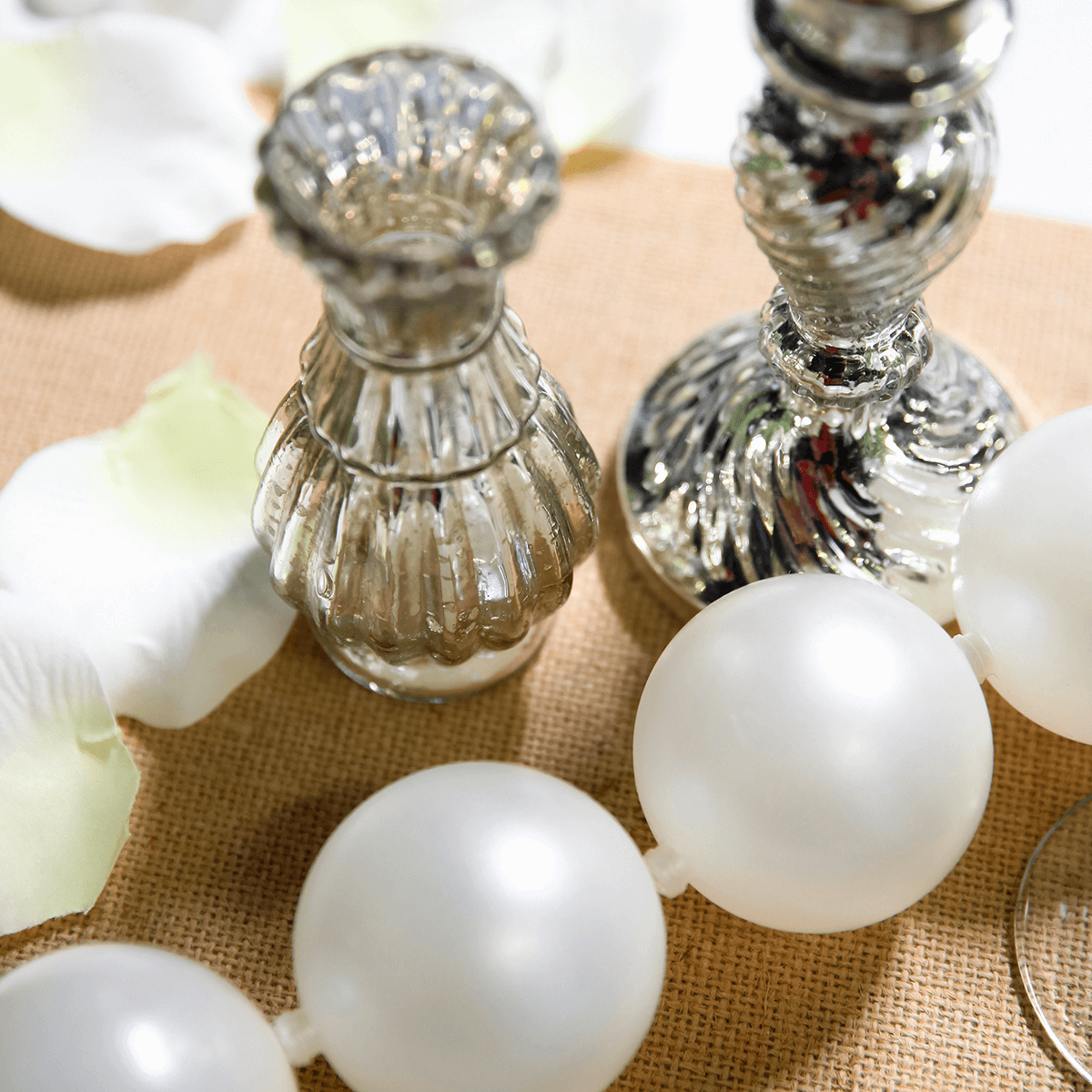 Tischdeko Silbervasen mit Tablett, 8-teilig - 7