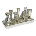 Table decoration silver vases with tray, 8 pieces - 0