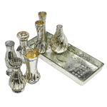 Table decoration silver vases with tray, 8 pieces - 1