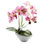 Plante artificielle Orchidée en pot rose, 28 cm - 0