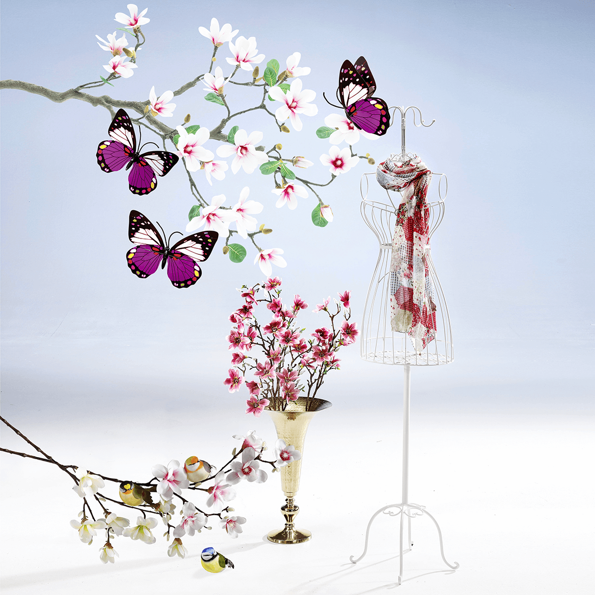 Ramo de magnolias artificial, rosado, 87 cm - 1 Ramo de magnolias artificial, rosado, 87 cm - 1