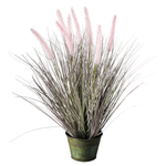 Fine herbe à plumes décorative rose-argentée dans un élégant pot en zinc de 57 cm - 0