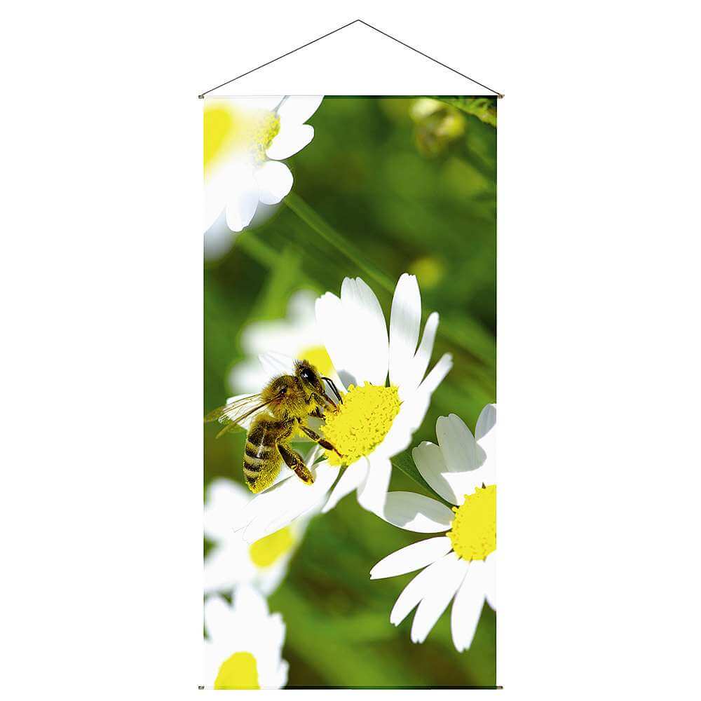 Bannière en tissu en fibres naturelles résistant à la lumière "Abeille" en coton 100 x 200 cm - 1