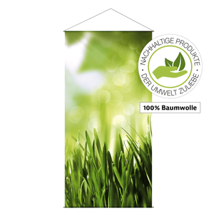 Lightfast natural fibre fabric banner "Spring grass" made of cotton 100 x 200 cm
