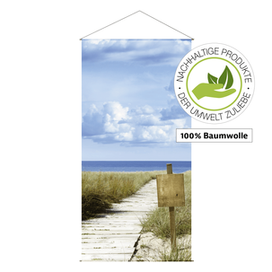 Lightfast natural fibre fabric banner "Dünenweg" made of cotton 100 x 200 cm