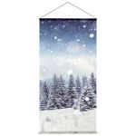 Flame retardant fabric banner "Snowy fir forest" made of flag fabric 100 x 200 cm - 0