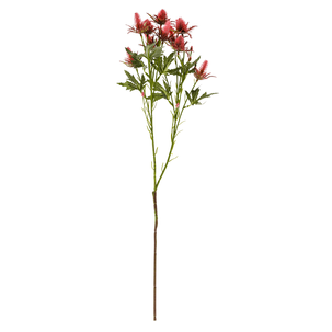 Branche de chardon artificiel rouge, 68 cm de long