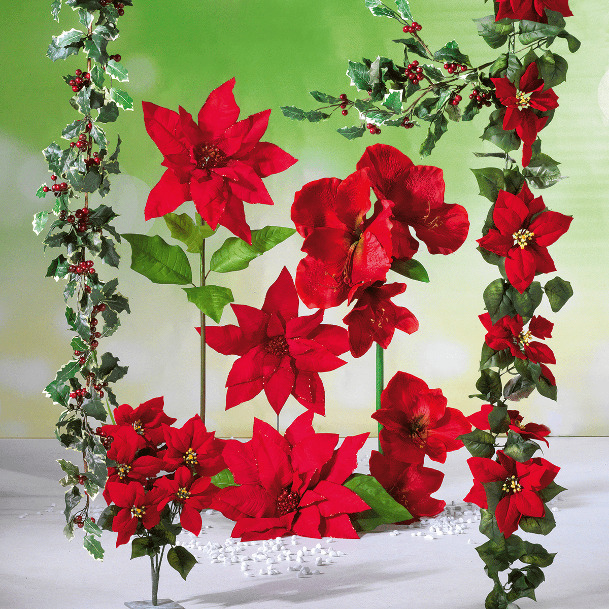 Guirlande de poinsettias artificiels 180 cm - 6