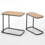 table set 2 pcs metal fir wood - 0