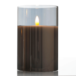 LED Wax Candle in Smoke Grey Glass 10 x 15 cm - 0