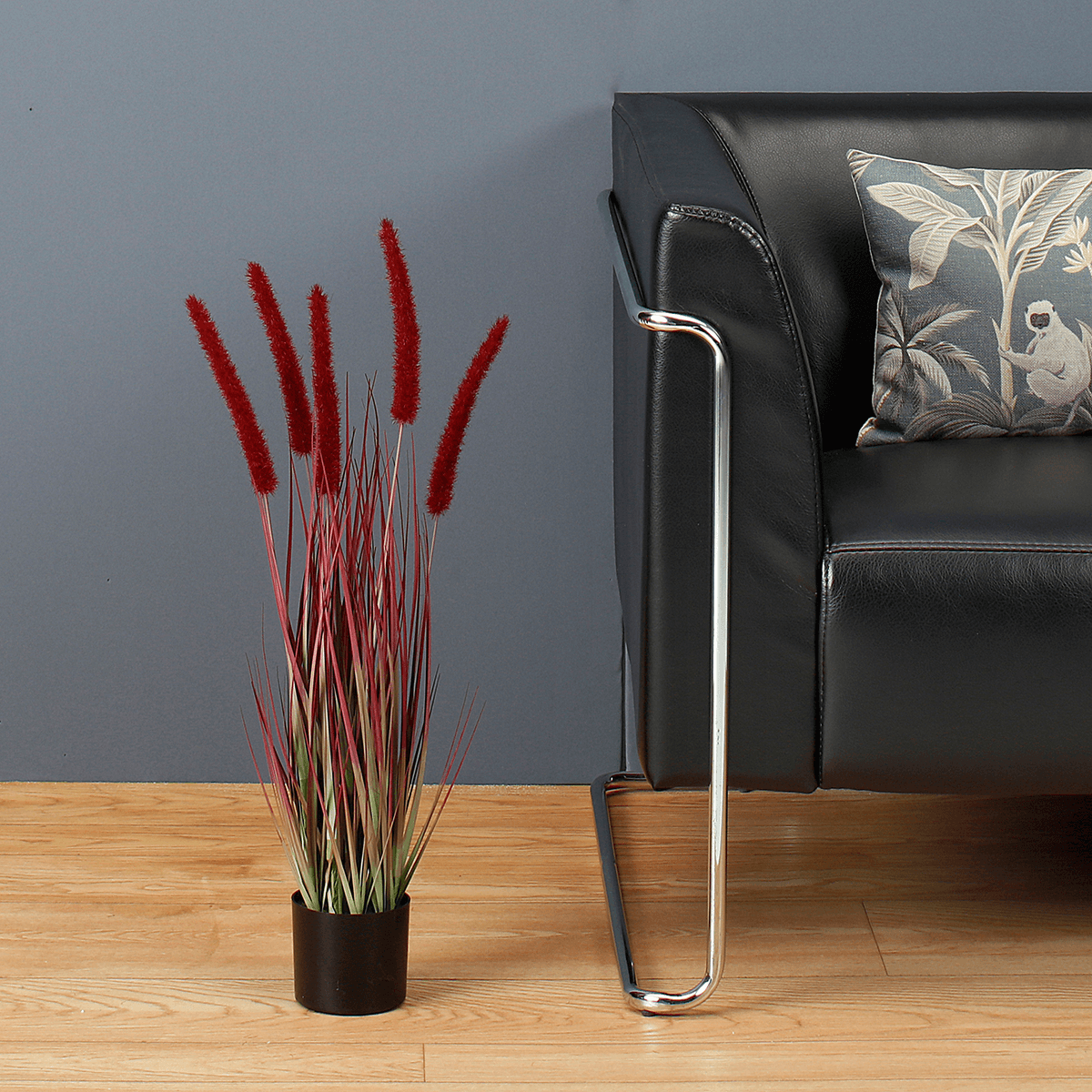 Rotes Deko-Federborstengras im schwarzen Topf 70 cm - 2