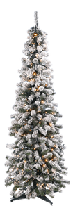 Artificial, narrow fir tree, snow-covered with LED 150 cm