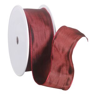 Fabric ribbon with wire edge, Bordeaux, 40 mm wide