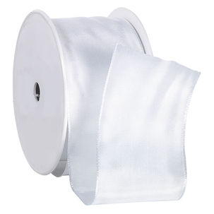 Fabric ribbon with wire edge, white. 60 mm wide