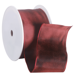 Fabric ribbon with wire edge, Bordeaux, 60 mm wide