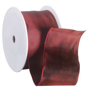 Fabric ribbon with wire edge, Bordeaux, 60 mm wide