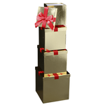 Cajas de cartón de regalo, color dorado, 4 pz. - 1