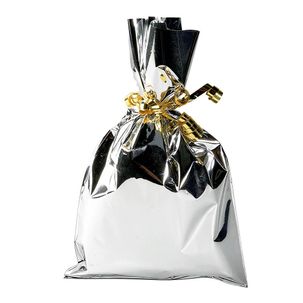 Gift bag, shiny, silver, 15 x 25 cm