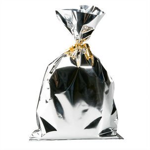 Bolsa de regalo, brillante, color plata, 20 x 35 cm