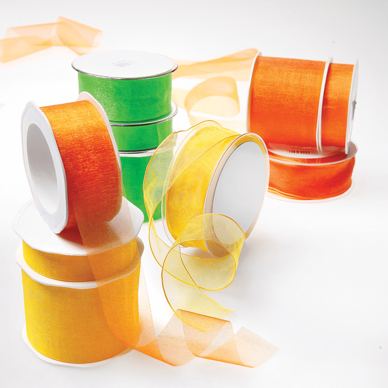 Chiffon ribbon, width 38 mm, fresh green - 1 Chiffon ribbon, width 38 mm, fresh green - 1