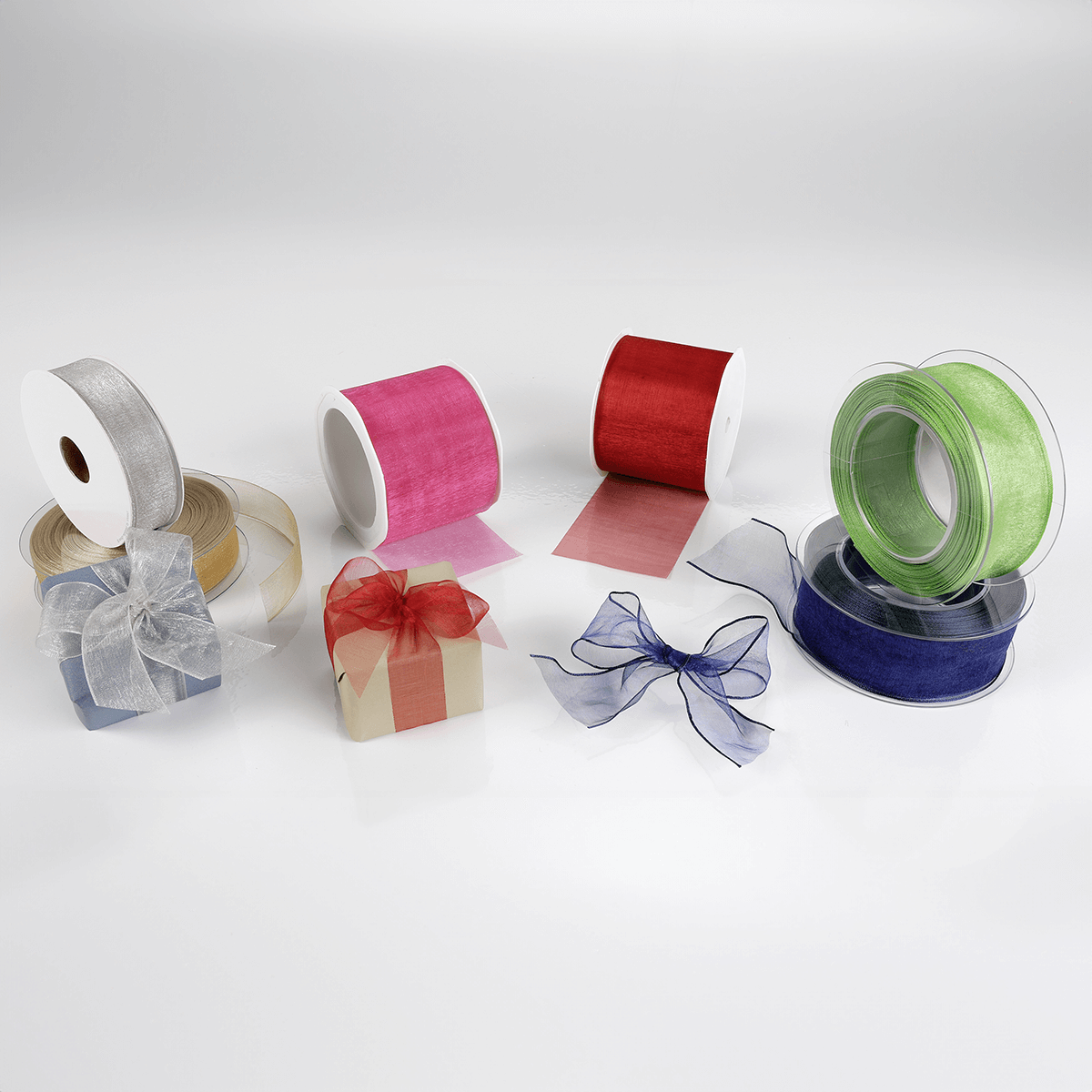 Chiffon ribbon, width 38 mm, dark blue - 6 Chiffon ribbon, width 38 mm, dark blue - 6