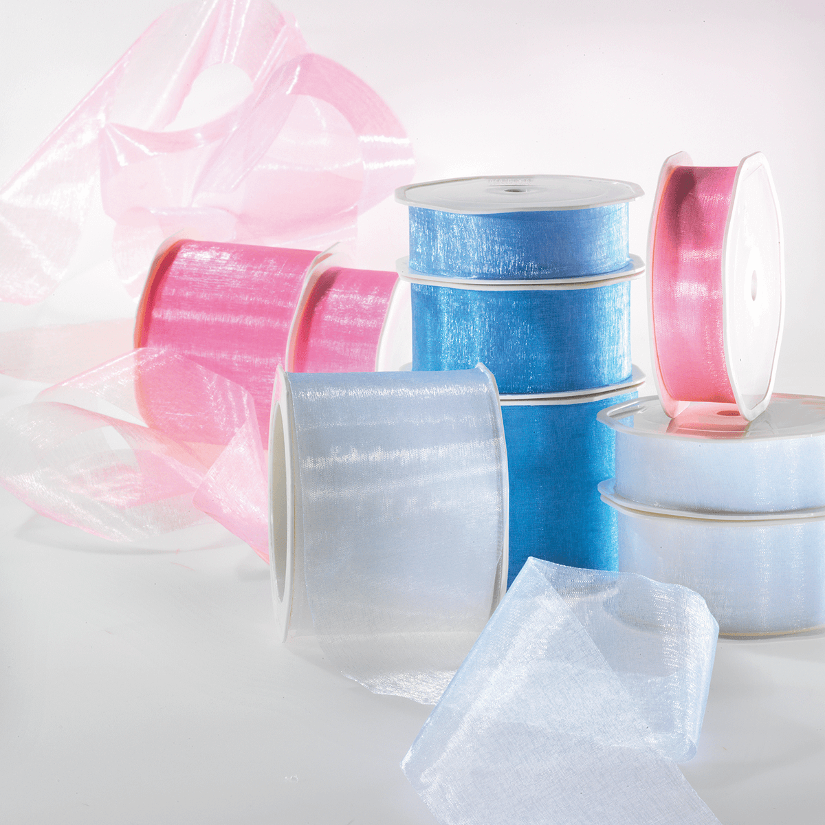 Chiffon ribbon pink width 38 mm - 1 Chiffon ribbon pink width 38 mm - 1