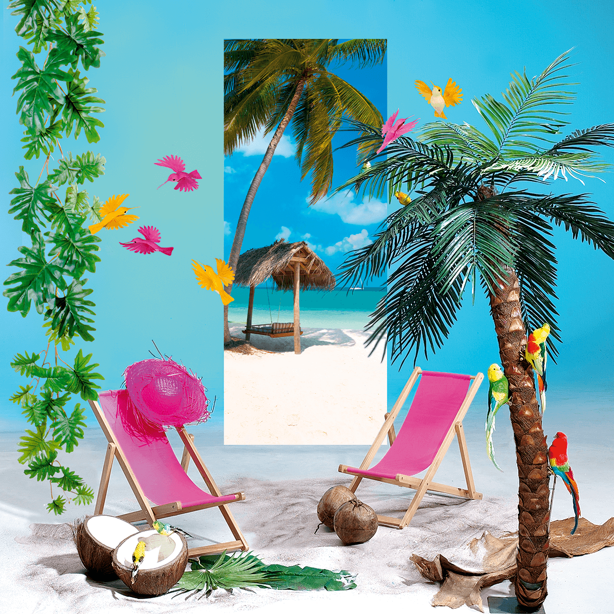 Deko-Strohhut pink,  40 cm Ø - 5 Deko-Strohhut pink,  40 cm Ø - 5