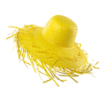 Decorative straw hat, yellow - 0