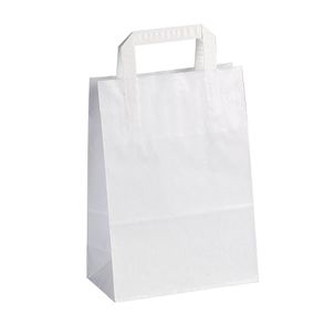 Paper tote bag, white, size 1: 20 x 28 + 10 cm