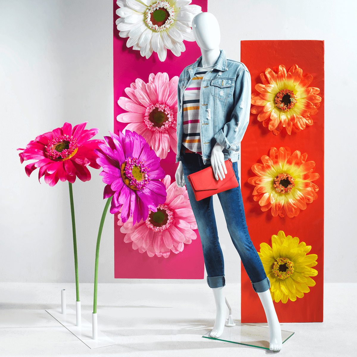 Künstliche Riesen-Gerbera rosa, 120 cm - 3 Künstliche Riesen-Gerbera rosa, 120 cm - 3