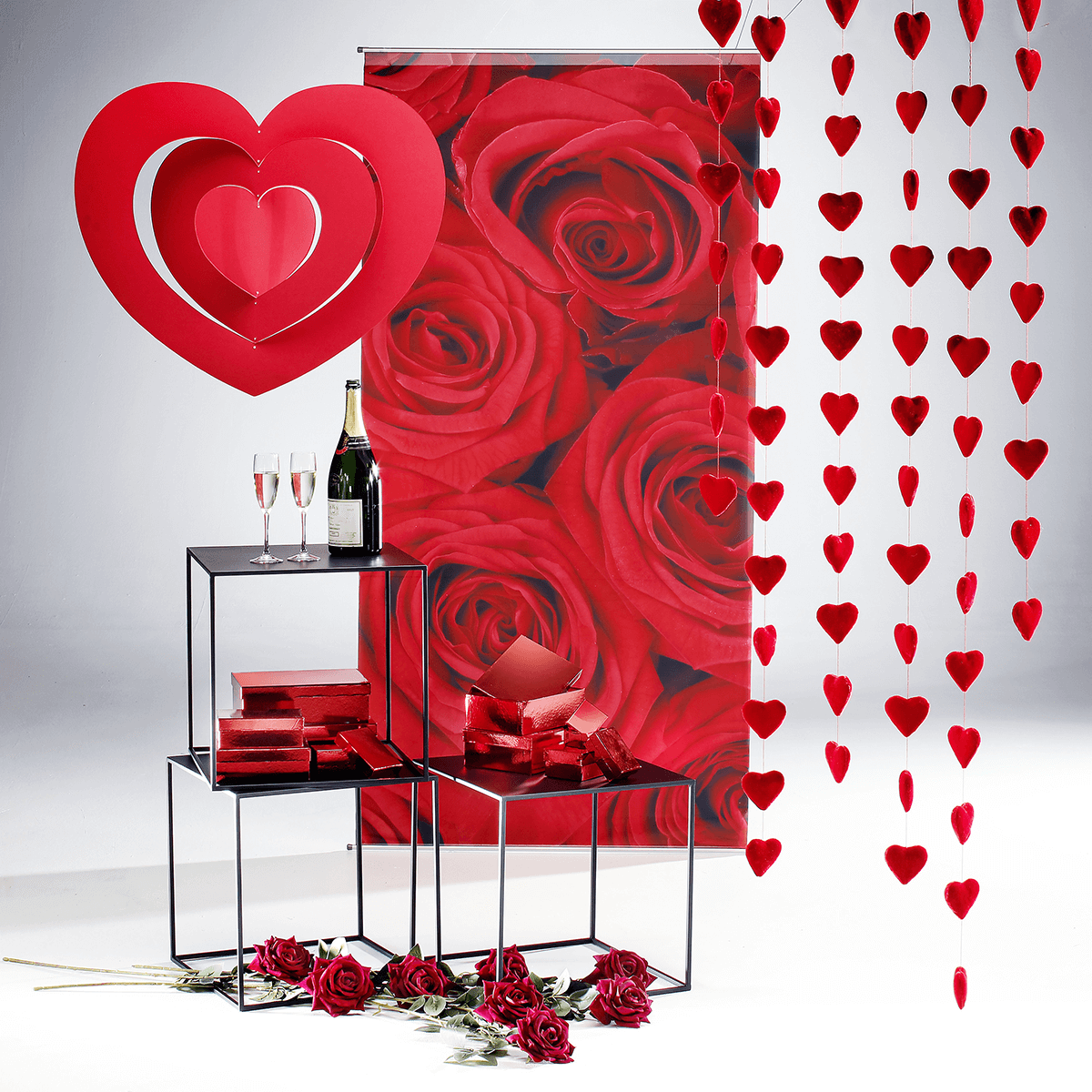 Cadena decorativa de corazones, 150 cm, 3 piezas - 2