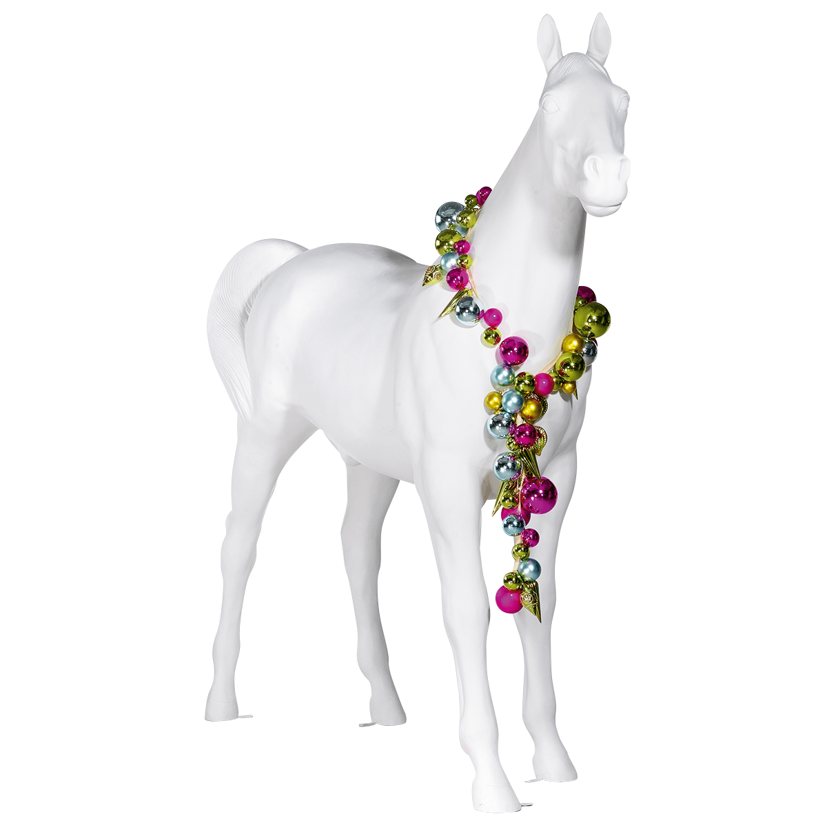 Deko-Pferd  195 cm hoch, weiß - 2 Deko-Pferd  195 cm hoch, weiß - 2