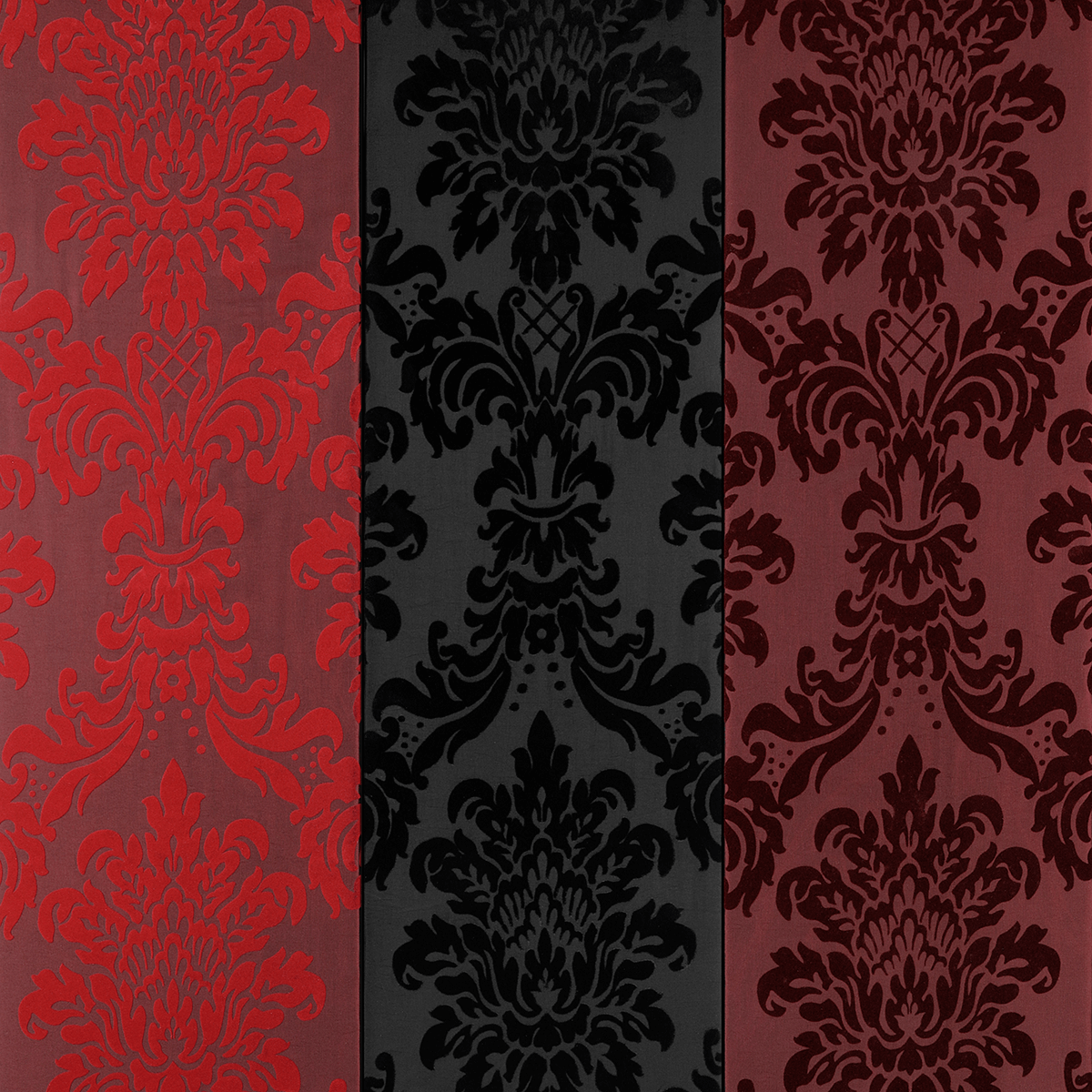 Taffeta with velvet flock width 145 cm, bordeaux - 3