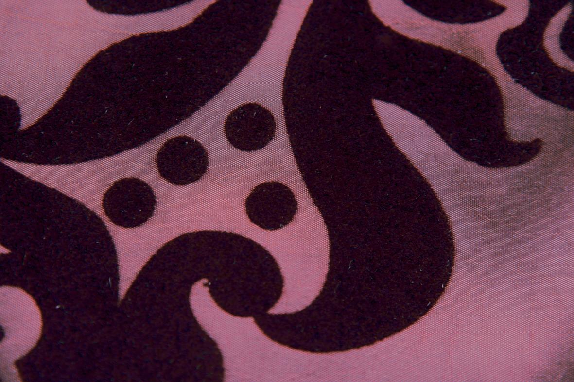 Taffeta with velvet flock width 145 cm, bordeaux - 1