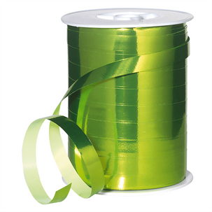 Metallic ribbon, shiny, width 10 mm, apple green