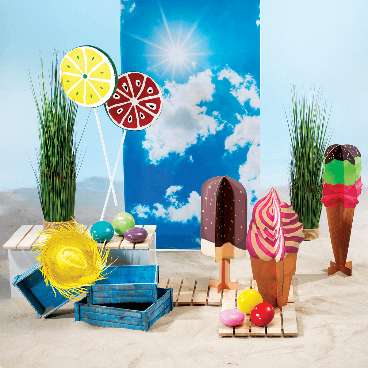 Lentilles en chocolat XXL aliment factice Ø 15 cm rouge/pink/jaune - 2