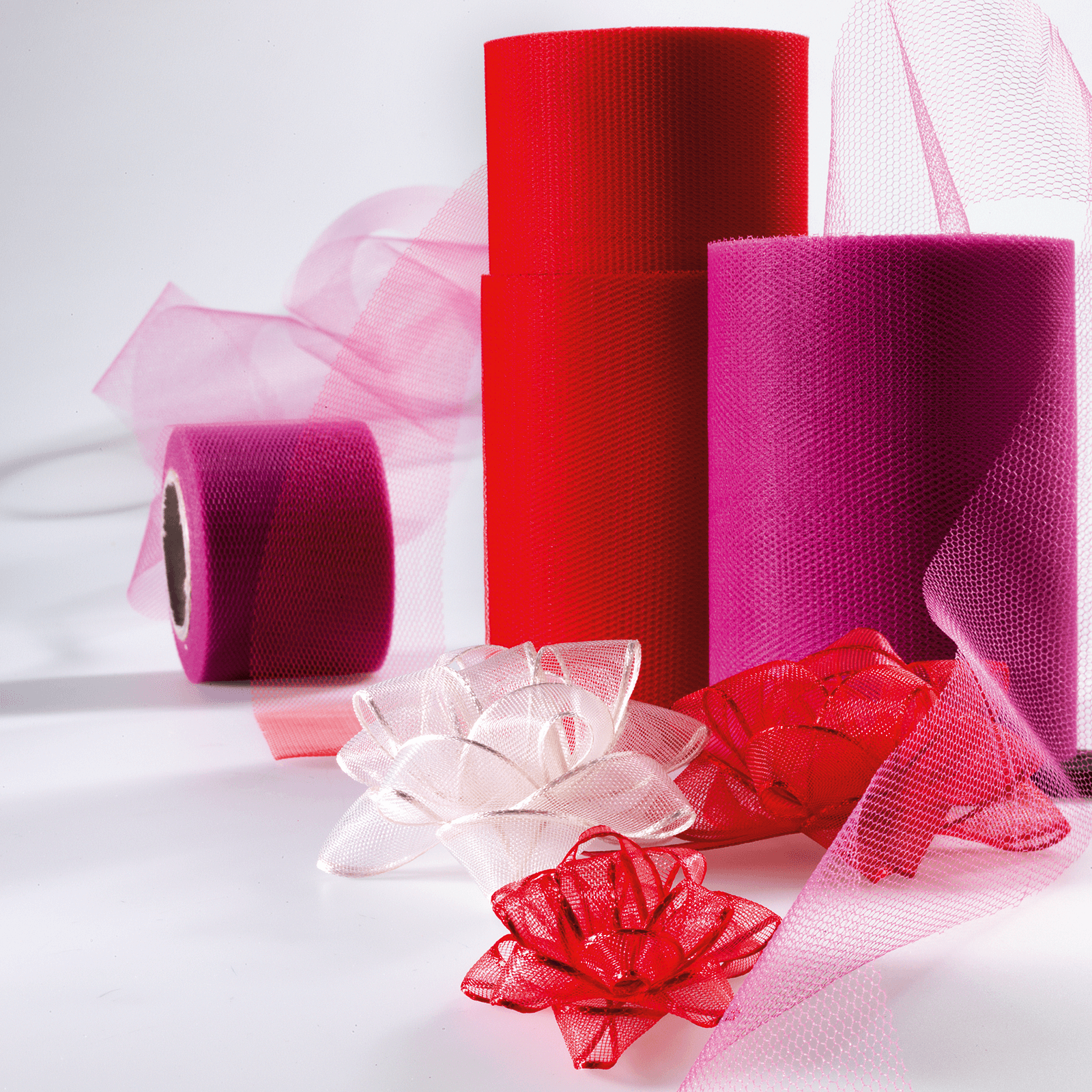 Tüllband, 50 mm, 25 m, rot - 1