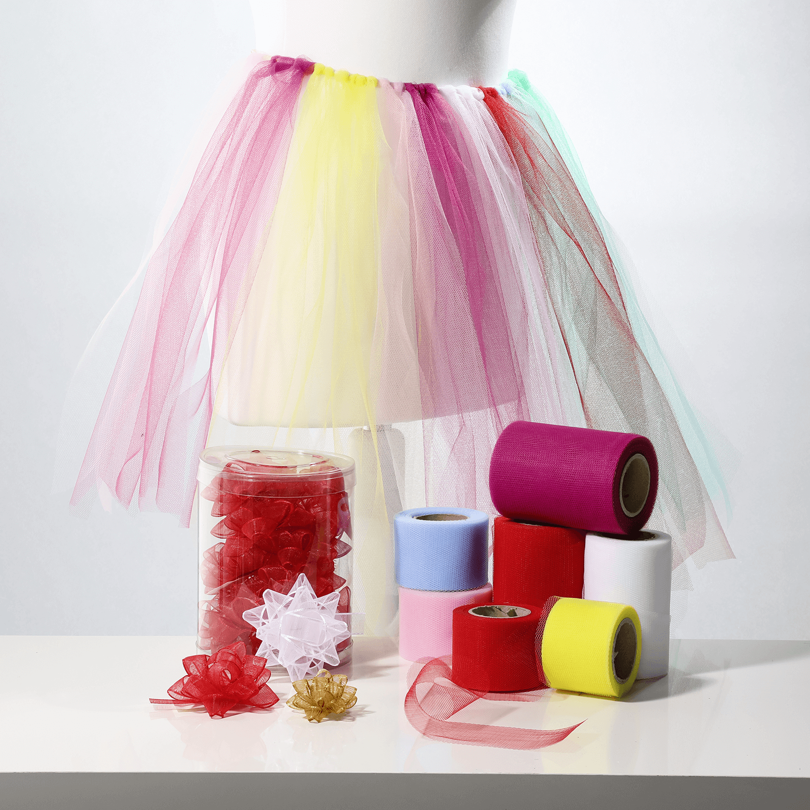 Tüllband, 50 mm, 25 m, rot - 3