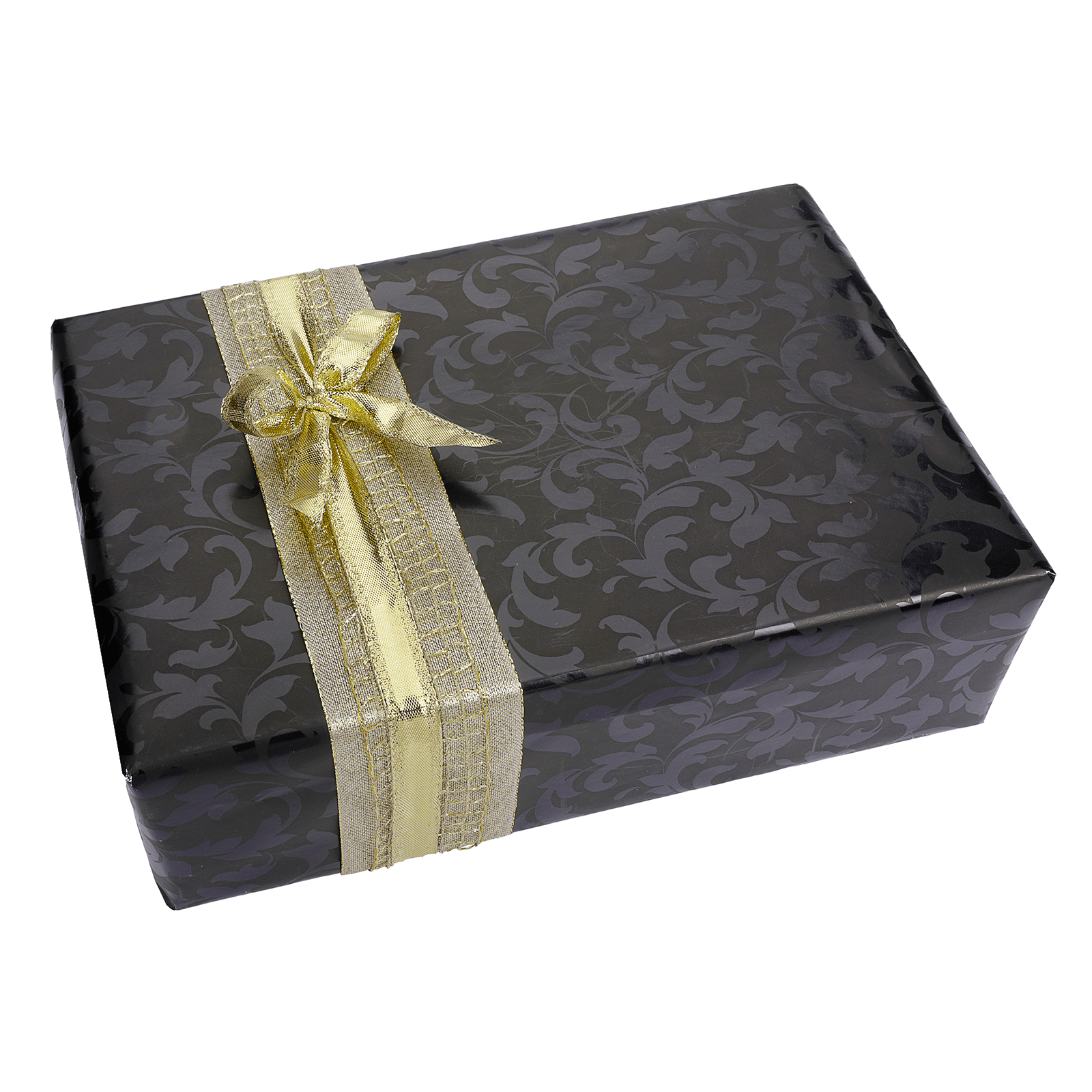 Papel de regalo negro sostenible con diseño de vid brillante - Bobina de papel de regalo de 50 m - 1