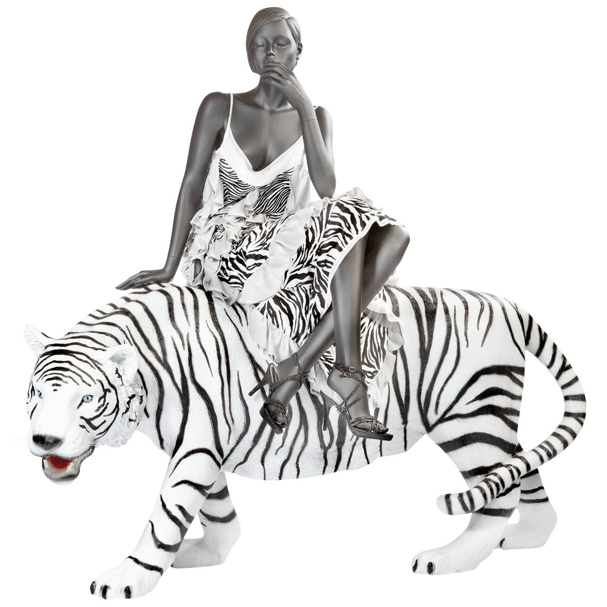 Tiger 170 cm lang, schwarz-weiß - 5 Tiger 170 cm lang, schwarz-weiß - 5