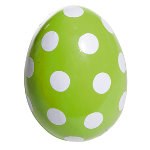 Oeuf de Pâques déco à pois 18 cm, jaune/blanc