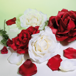 Fleur de rose XL artificielle, Ø 40 cm, rouge - 4